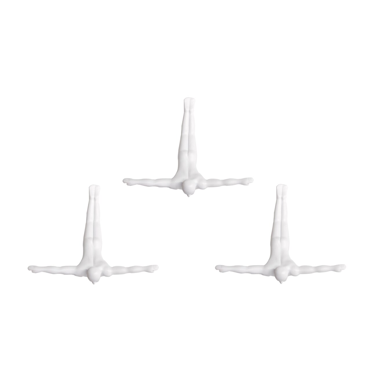 Wall Diver Sculpture 3-Piece Resin Art Installation 3D Design